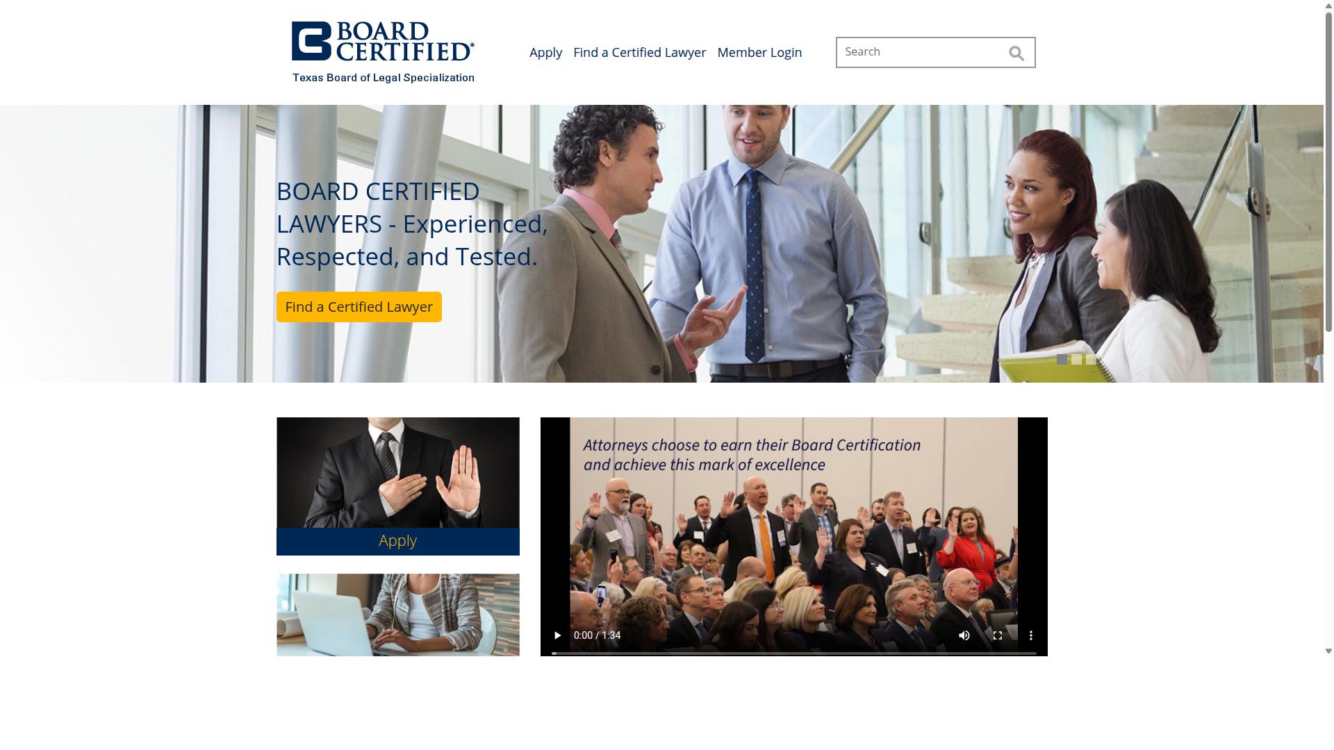 Texas for Board Certified Attorneys website